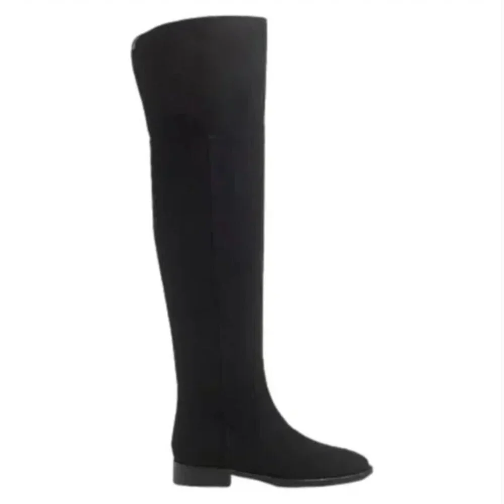 NEW JCREW Over the Knee Boots Womens 7 Black Micro Suede Tall Zipper Riding NWOB